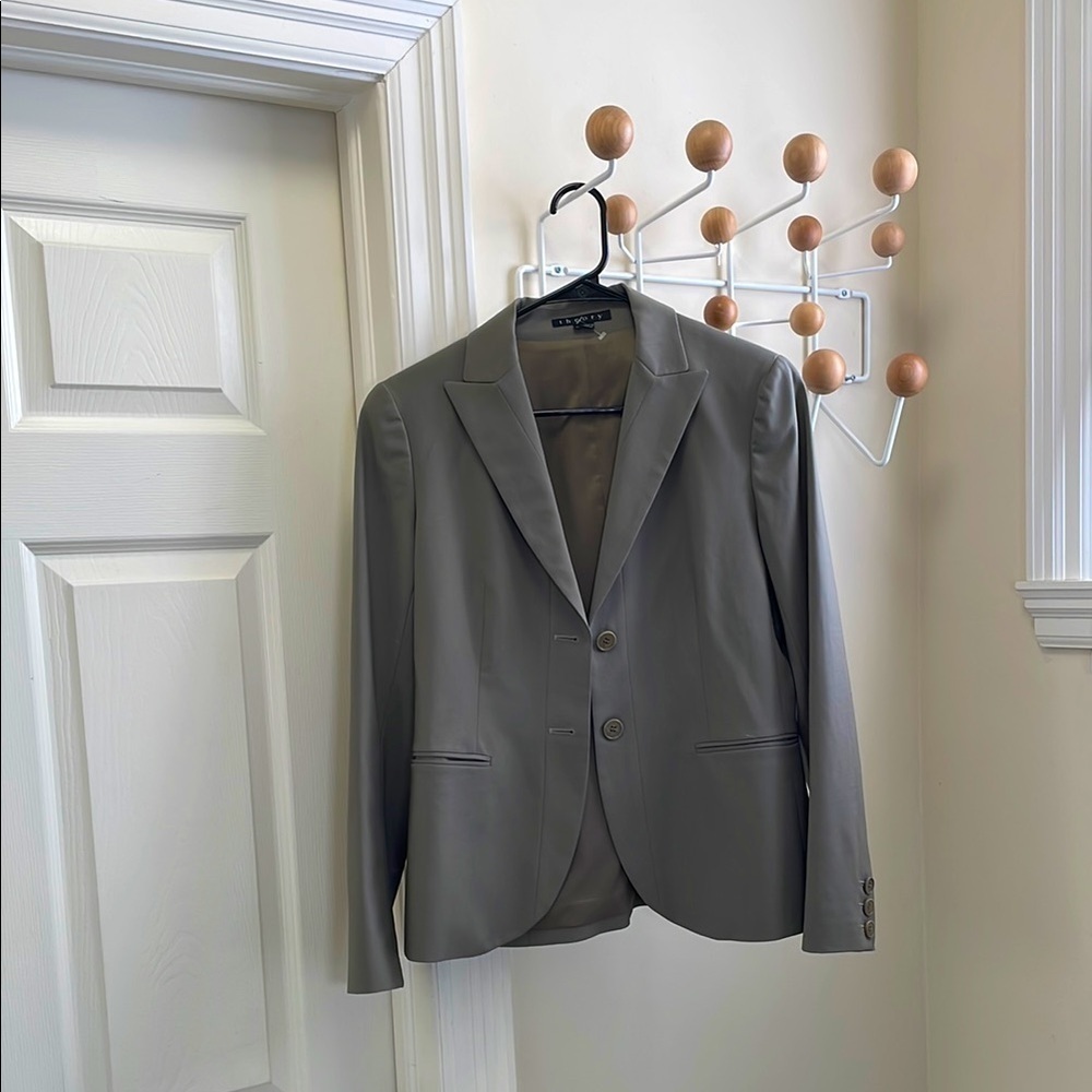 theory - Classic Wool Blazer Coat - Green / Grey - 8
